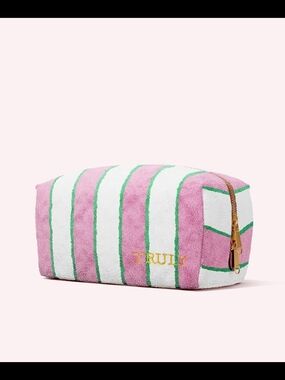 TRULY Pink & White Striped Cosmetic Pouch